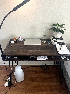 Contemporary Dark Brown Desk with Black Legs 1