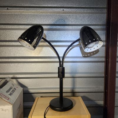 Double-cone, gooseneck black metal desk lamp (vintage apparently...) 1