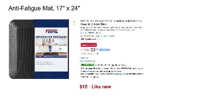 Anti-Fatigue Mat, 17 x 24 in - Like New - $15 1