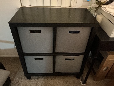 IKEA Kallax with legs and bins 1