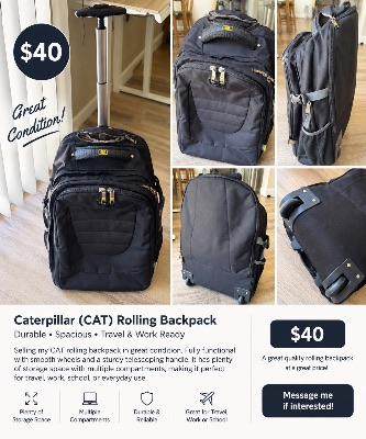 CAT Rolling Backpack 1