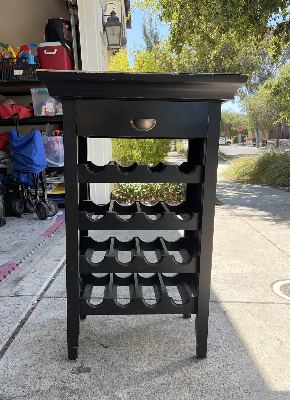 Wine rack, black, 16-bottle with drawer 1