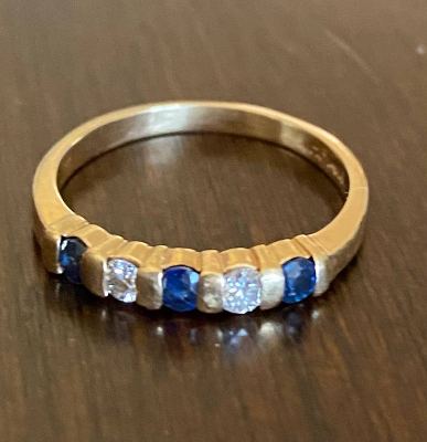 14k yellow gold diamond sapphire ring size 7 2
