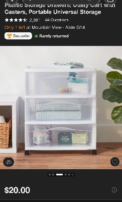 Two Brightroom 3-Drawer Rolling Storage Carts – $10/$12 3