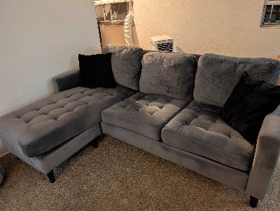 Sectional Three Seater Couch; 82" x 60" x 36" 1