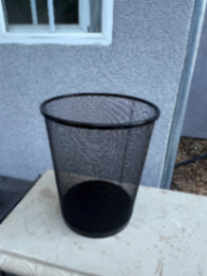 Black wire mesh cylindrical trash can 1