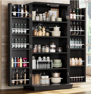 Black wood-effect kitchen pantry cabinet 2
