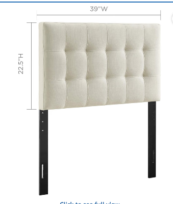 Tufted Cream Twin Headboard - 39" x 22.5" 2