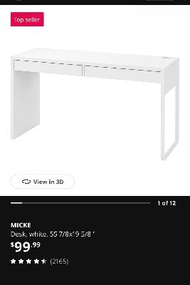 Moving Sale: IKEA MICKE White Desk – $50 OBO 1