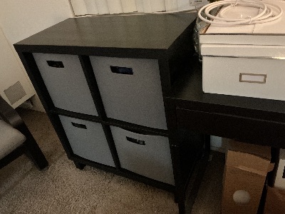 IKEA Kallax with legs and bins 2