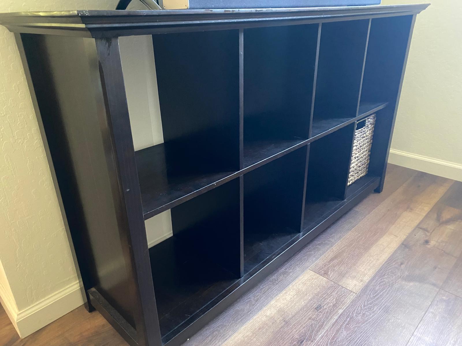 Black/brown 8-cube wood bookcase / shelf 2
