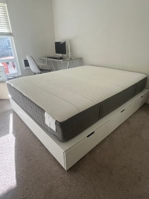 IKEA Nordli Bed Frame with storage and mattress (Queen size) 1