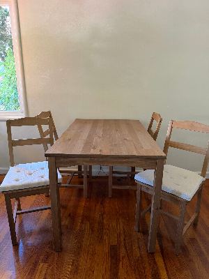 IKEA HÄGERNÄS Dining table and 4 chairs, antique stain pine 2