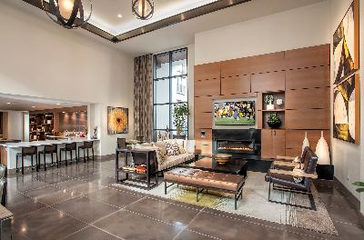 Furnished bedroom with private bathroom at Stanford Colonnade Apartments available December 12, 2026 2