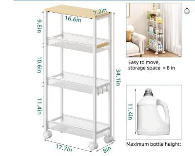 4-tier rolling cart with wheels 3