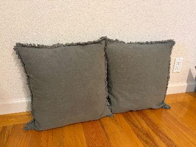Set of 2 square decorative pillows + kaki cover set - $16 3
