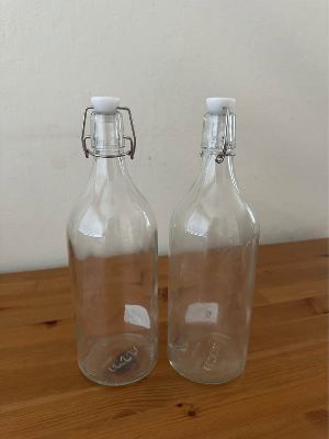 Paper towel holder, glass bottles, milk frother, glass mirror! 2