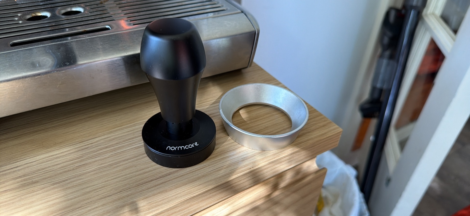 Normcore 54mm spring loaded espresso tamper and dosing ring 1