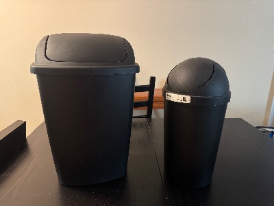 Donating table and trash cans 3