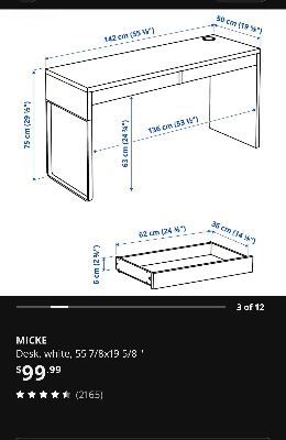 Moving Sale: IKEA MICKE White Desk – $50 OBO 3