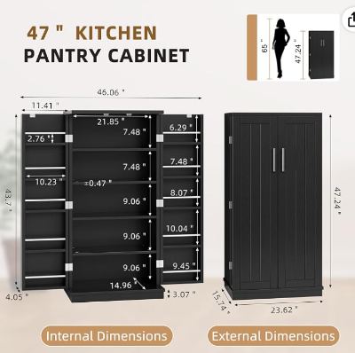 Black wood-effect kitchen pantry cabinet 3