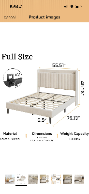 MOVING SALE – Full Size Upholstered Bed Frame – $120 4