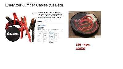 Energizer Jumper Cables - New and Sealed - $10 1